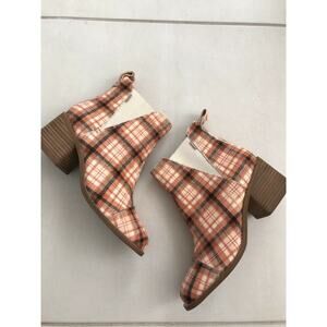 Toms Esme Chelsea Plaid Suede Cow Hair Ankle Boots SAMPLE